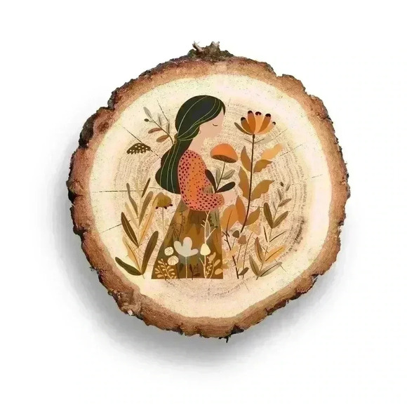 Natural Wood Coasters Set of 4 for Fall/Winter, Scandinavian Style - Wooden - Picture 4 of 5